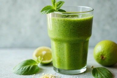 Image d'un smoothie vert frais et sain.