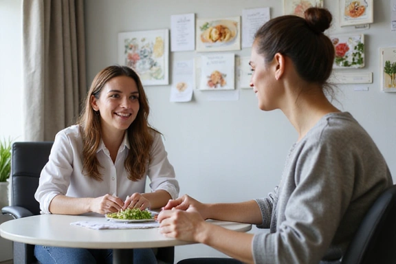 Nutritionniste en consultation individuelle avec un client